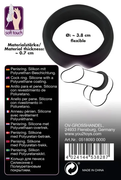 Silikonový erekční kroužek Black Velvets, Soft Touch, černý, 3,8 cm - obrázek 7
