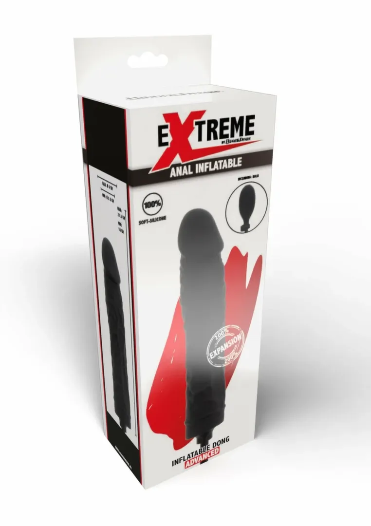 Nafukovací dildo Hidden Desire Extreme Inflatable Dong Advanced, silikon, černé - obrázek 3