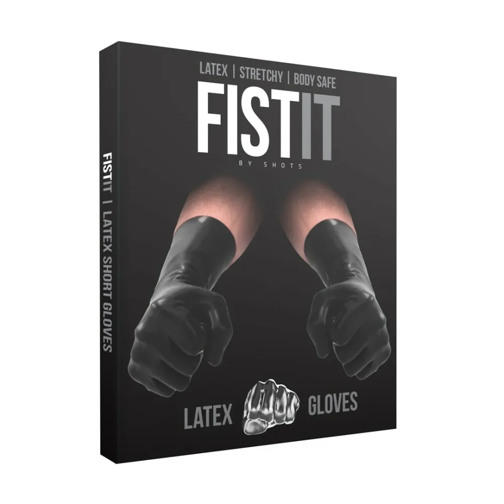 Krátké latexové rukavice Fist It, unisex, černé, S/M - obrázek 2