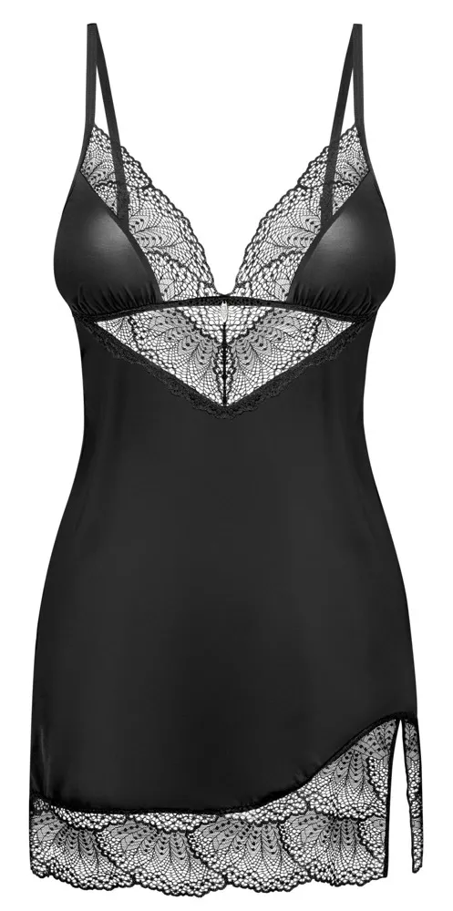 Košilka s tangy Obsessive Lobellis, krajková, černá, M/L - obrázek 7