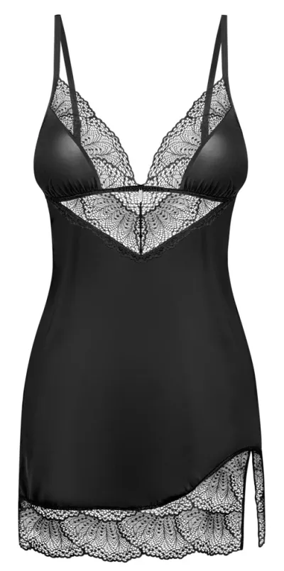 Košilka s tangy Obsessive Lobellis, krajková, černá, M/L - obrázek 7