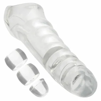 Návlek na penis CalExotics Maxx Extension Kit, nastavitelný, průhledný - obrázek 5