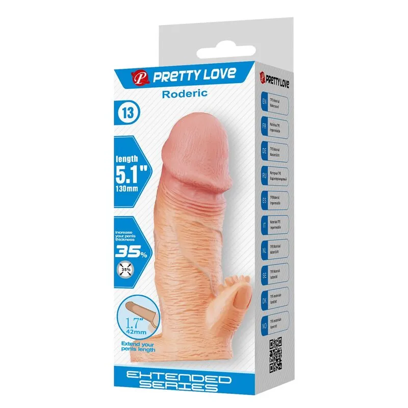 Prodlužovací návlek na penis Pretty Love Roderic, 13 cm, Ø 3,8 cm, tělový - obrázek 7