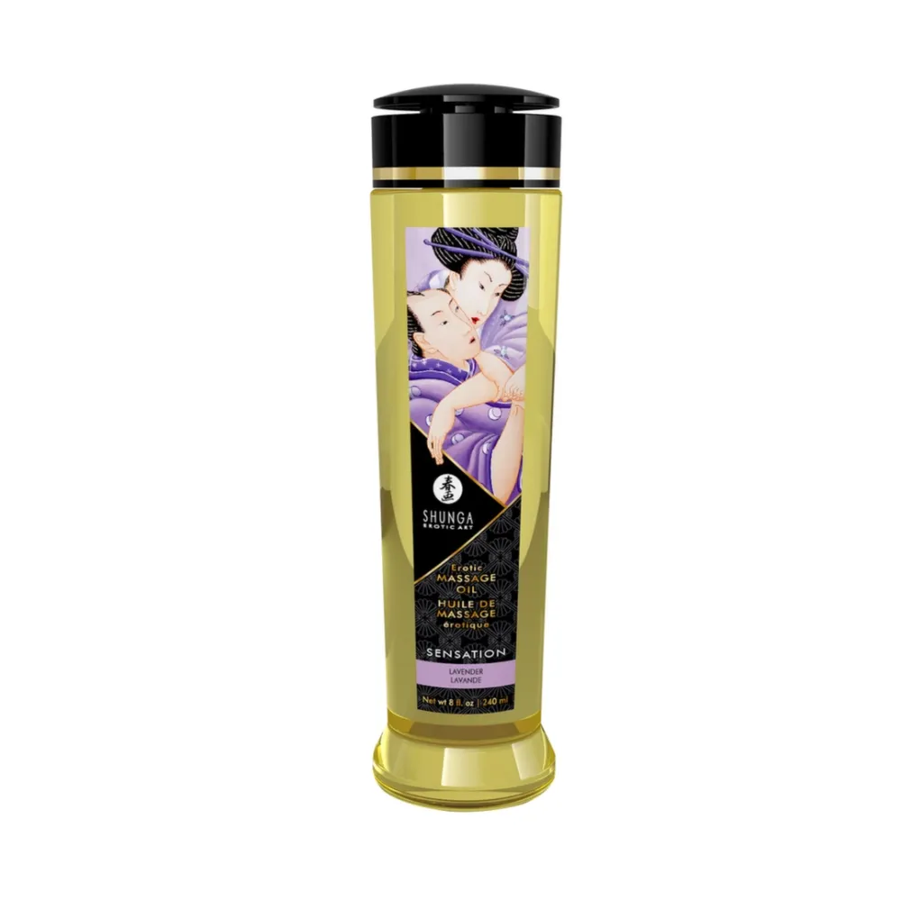 Erotický masážní olej Shunga Sensation, levandule, 240 ml