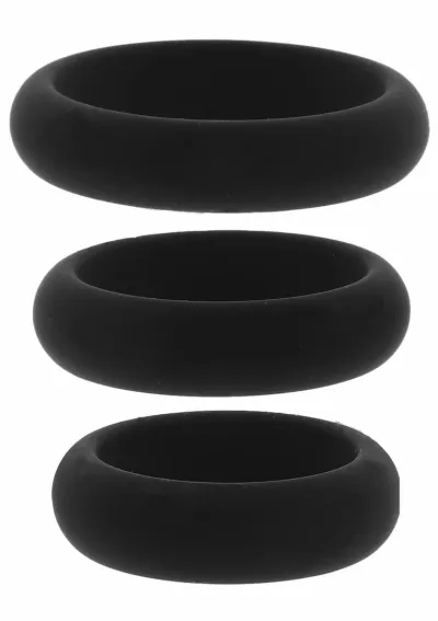 Sada erekčních kroužků Hidden Desire Stamina Premium, tekutý silikon, černé, 3 ks - obrázek 4