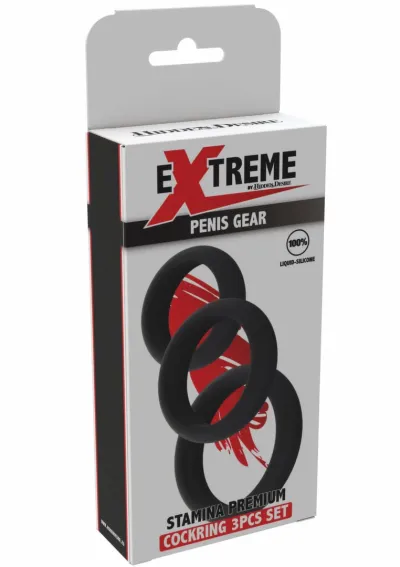 Sada erekčních kroužků Hidden Desire Stamina Premium, tekutý silikon, černé, 3 ks - obrázek 2