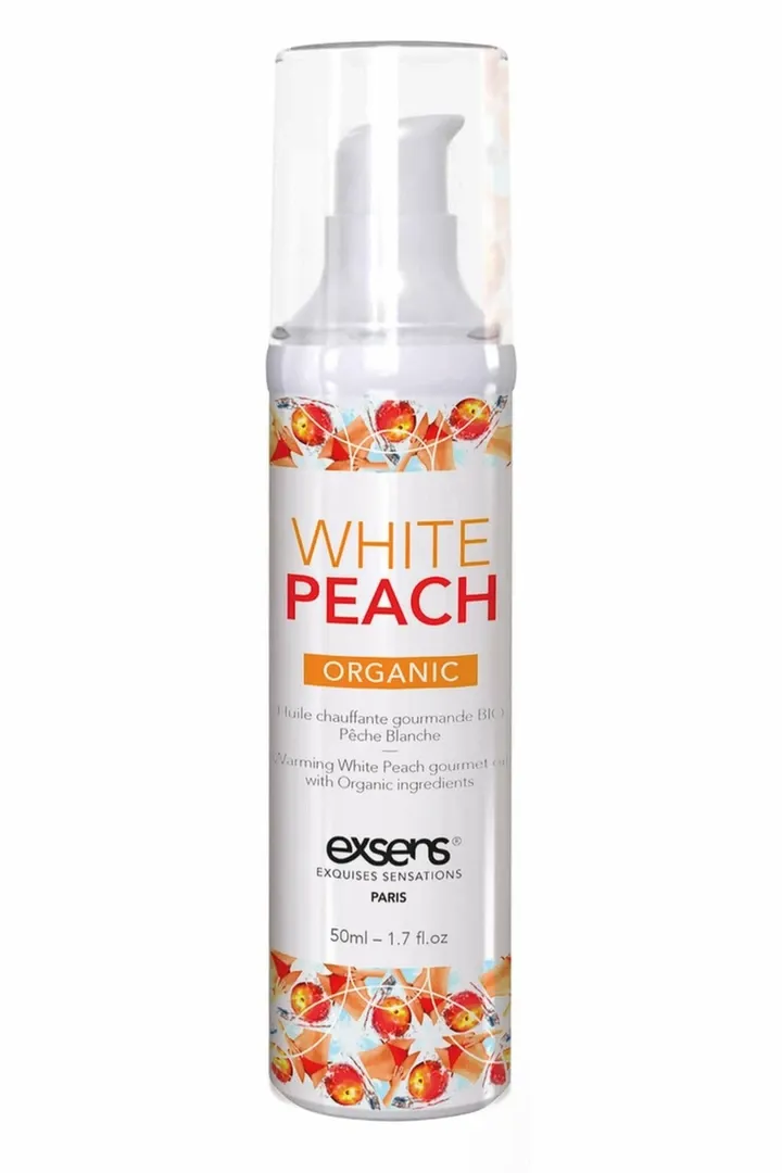 Hřejivý masážní olej EXSENS White Peach Organic, bílá broskev, 50 ml - obrázek 3