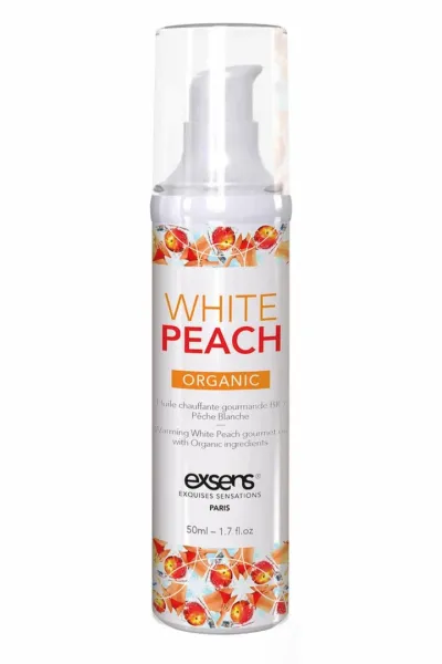 Hřejivý masážní olej EXSENS White Peach Organic, bílá broskev, 50 ml - obrázek 3