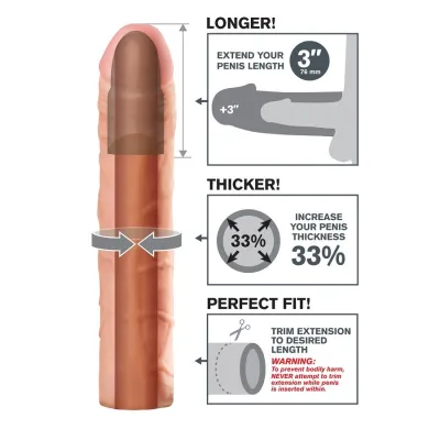 Návlek na penis Fantasy X-tensions Perfect 3″, prodloužení o 7,6 cm, tělový - obrázek 4