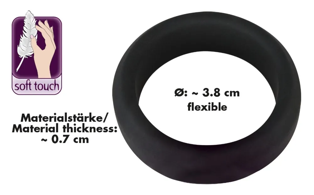 Silikonový erekční kroužek Black Velvets, Soft Touch, černý, 3,8 cm - obrázek 6