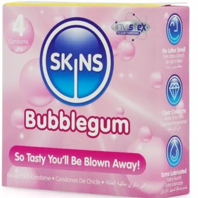 Kondomy Skins Bubblegum s vůní žvýkačky, 4 ks - obrázek 2