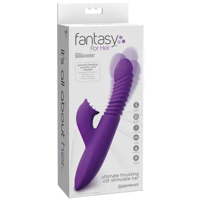 Přirážecí vibrátor Fantasy For Her Ultimate Thrusting Clit Stimulate-Her s ohřevem, fialový - obrázek 5
