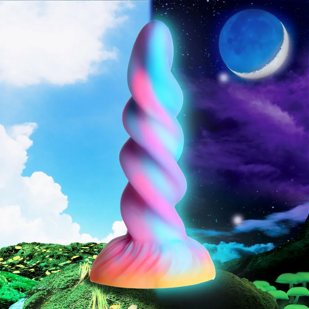 Fantasy dildo Blush Moon Rider ze silikonu s přísavkou, svítí ve tmě, L - obrázek 7