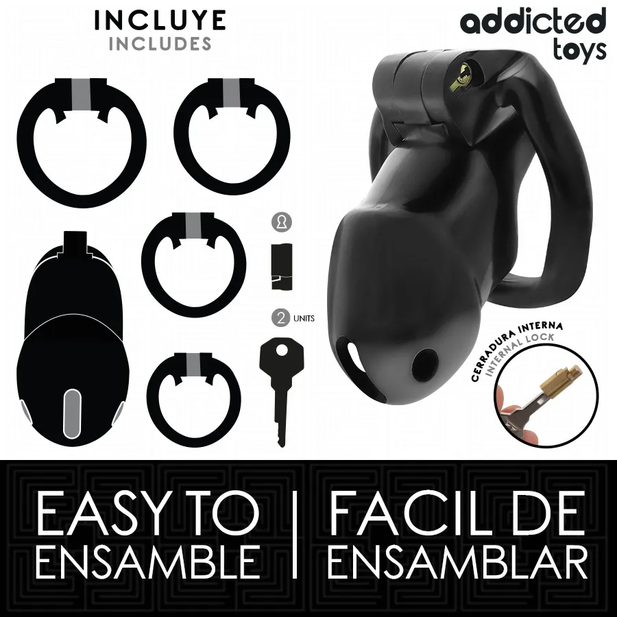 Klec cudnosti Addicted Toys Locked Midnight Cell, velikost M, černá - obrázek 4