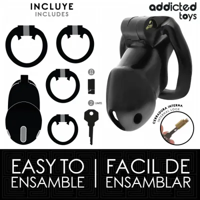 Klec cudnosti Addicted Toys Locked Midnight Cell, velikost M, černá - obrázek 4