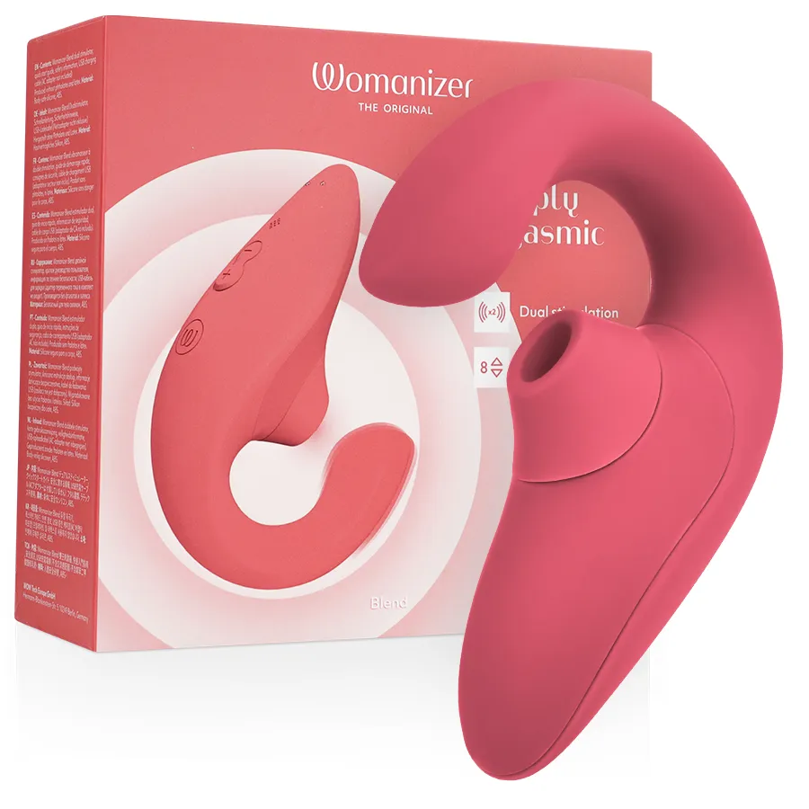 Rabbit vibrátor s tlakovým stimulátorem klitorisu Womanizer Blend, zářivě růžový (Rose)