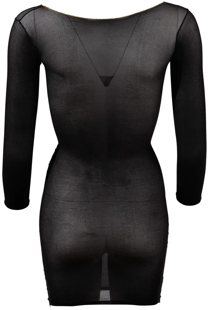 Průsvitné nylonové minišaty Cottelli Collection se zlatým švem, S-L - obrázek 6