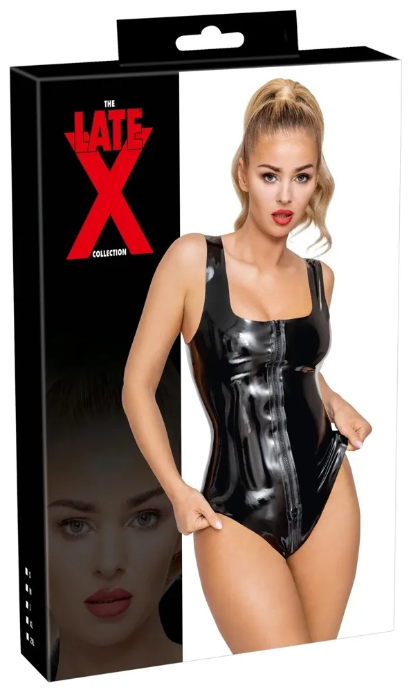 Latexové body LateX se čtvercovým výstřihem a dvoucestným zipem, černé, S