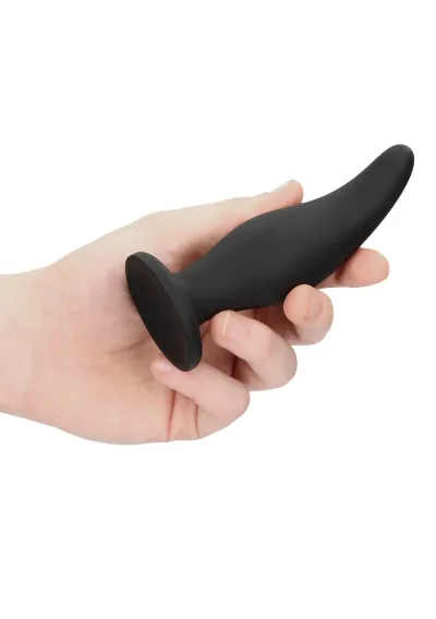 Silikonový anální kolík Shots Curve s přísavkou, černý - obrázek 2