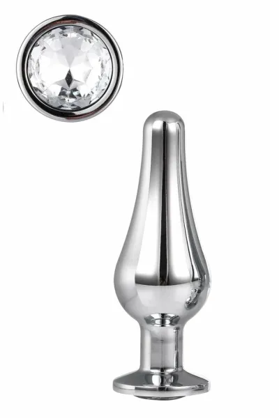 Anální kolík Dream Toys Gleaming Love Silver Plug S, hliník, s kamínkem, stříbrný - obrázek 2