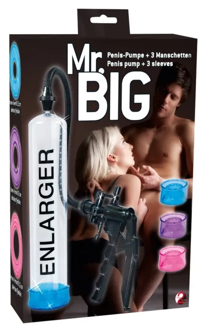Vakuová pumpa na penis You2Toys Mr. Big se 3 návleky, průhledná, 32 cm