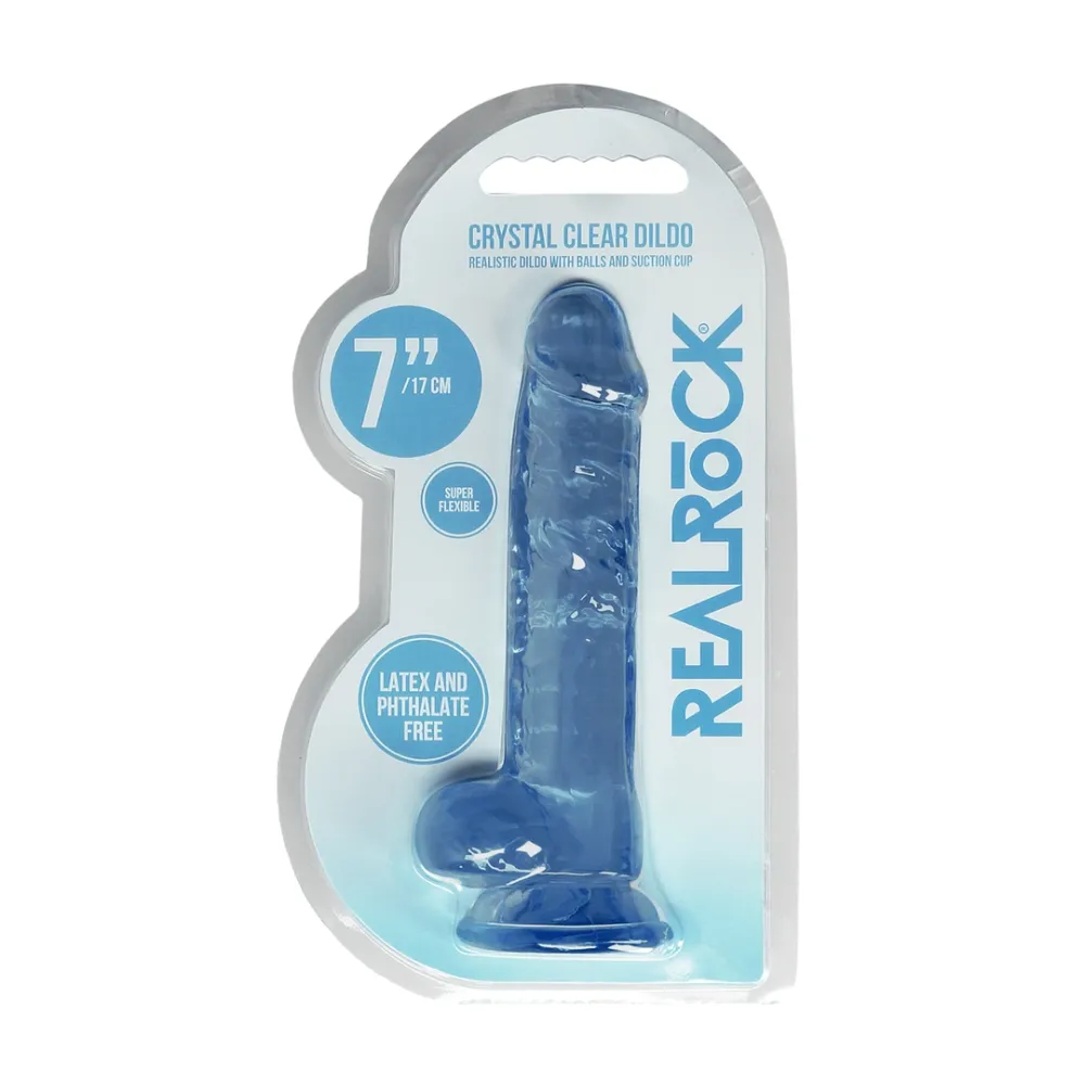 Realistické dildo RealRock Crystal Clear Model 7 s přísavkou, průhledné, 19 cm - obrázek 2