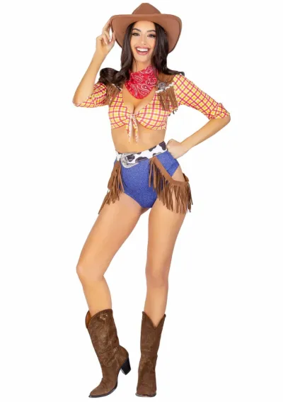 Kostým kovbojky Leg Avenue Playful Cowboy, 5dílná sada s třásněmi, S - obrázek 4