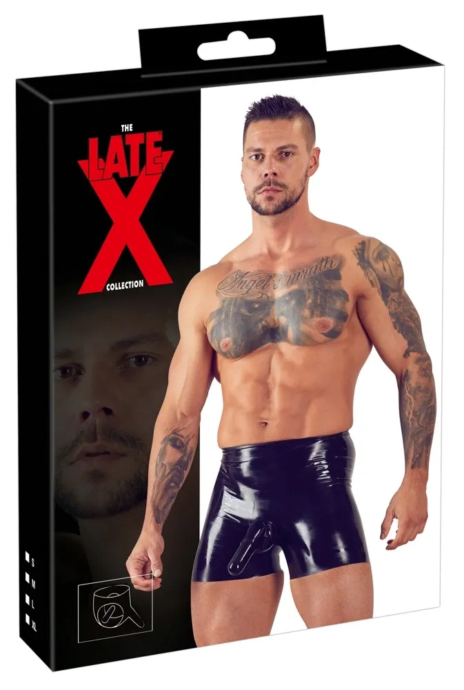 Pánské latexové slipy LateX s vnitřními návleky, černé, S