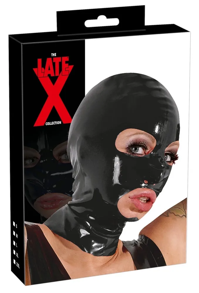 Latexová maska na hlavu LateX Classic s otvory pro oči a ústa, černá