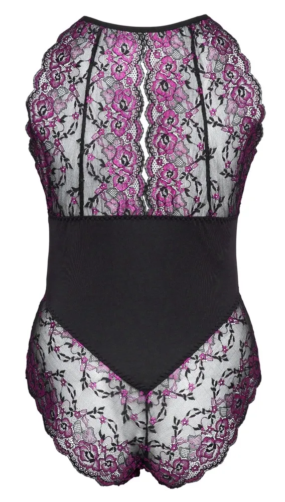 Dvoubarevné krajkové body Cottelli Curves s neprůhledným pasem, XL - obrázek 6