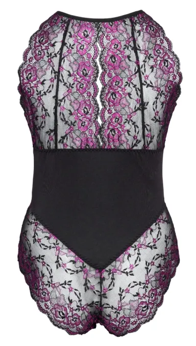 Dvoubarevné krajkové body Cottelli Curves s neprůhledným pasem, XL - obrázek 6