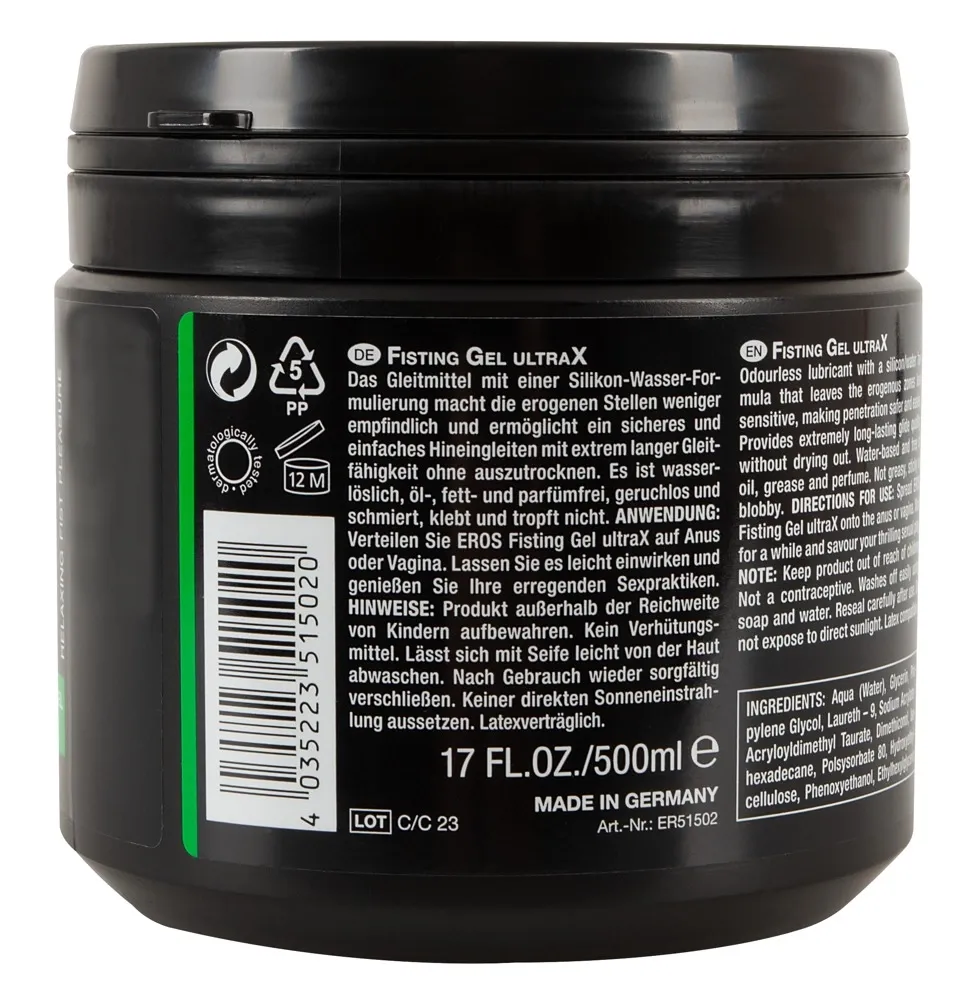 Hybridní lubrikační gel na fisting EROS UltraX, 500 ml - obrázek 2