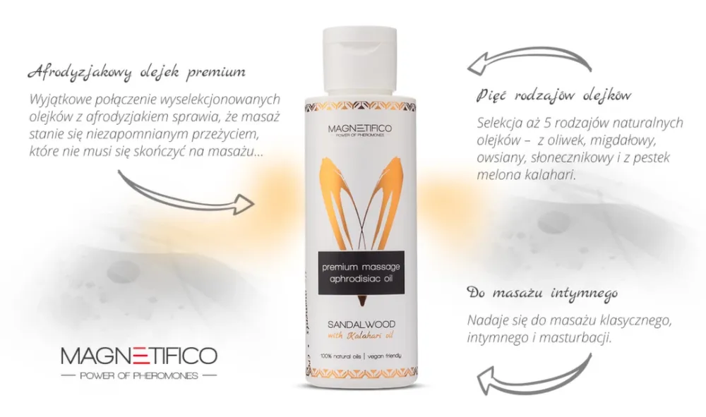 Masážní olej Magnetifico Sandalwood Premium, santalové dřevo, veganský, 100 ml - obrázek 3