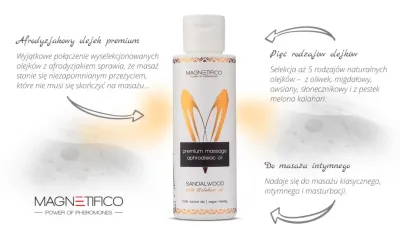 Masážní olej Magnetifico Sandalwood Premium, santalové dřevo, veganský, 100 ml - obrázek 3