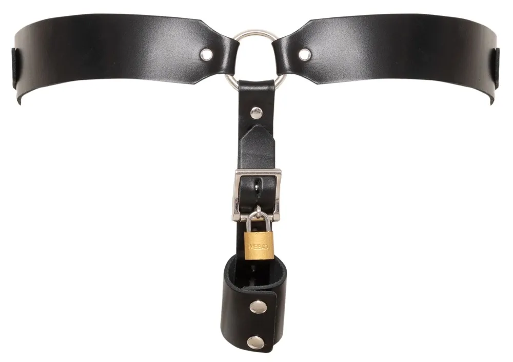 Pánský kožený jockstrap ZADO, uzamykatelný, s kovovými cvoky, černý - obrázek 8