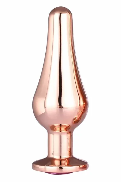 Anální kolík Dream Toys Gleaming Love Rose Gold Plug S, hliník, s kamínkem - obrázek 3