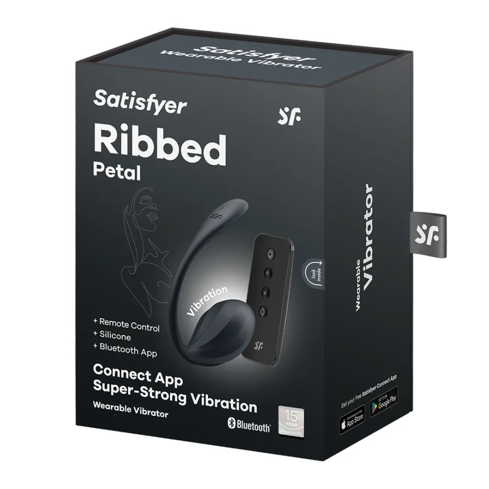 Nositelný vibrátor na bod G Satisfyer Ribbed Petal s ovladačem a aplikací, černý - obrázek 2