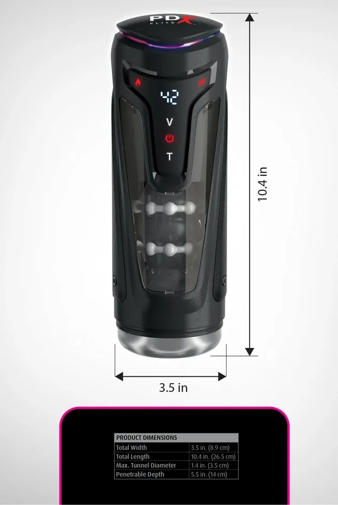 Přirážecí masturbátor PDX Elite Moto-Bator Pro s vibracemi a ohřevem, 26,5 cm - obrázek 7