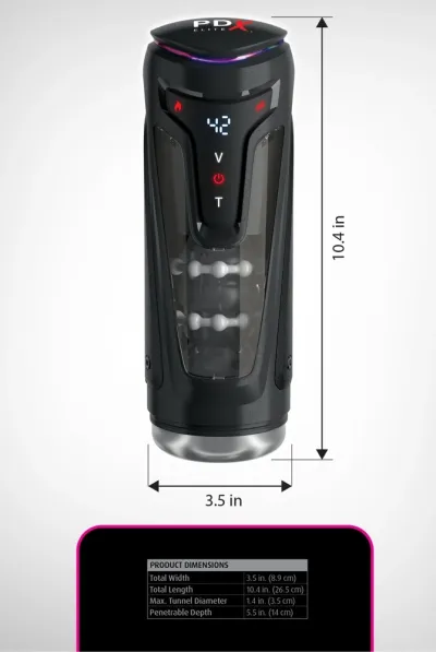 Přirážecí masturbátor PDX Elite Moto-Bator Pro s vibracemi a ohřevem, 26,5 cm - obrázek 7