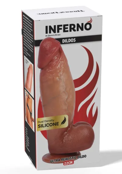 Realistické dildo Inferno by Hidden Desire, silikon dual density, 22 cm, tělové - obrázek 6
