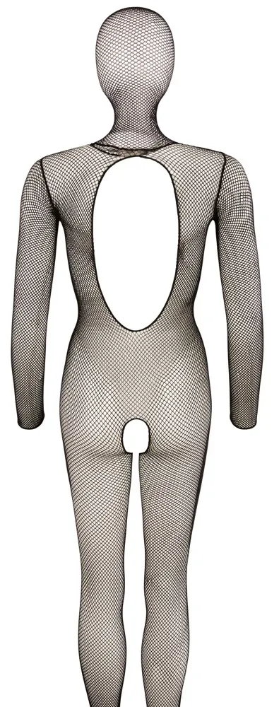 Síťový catsuit Black Level s maskou a otevřeným rozkrokem, černý, S-L - obrázek 7