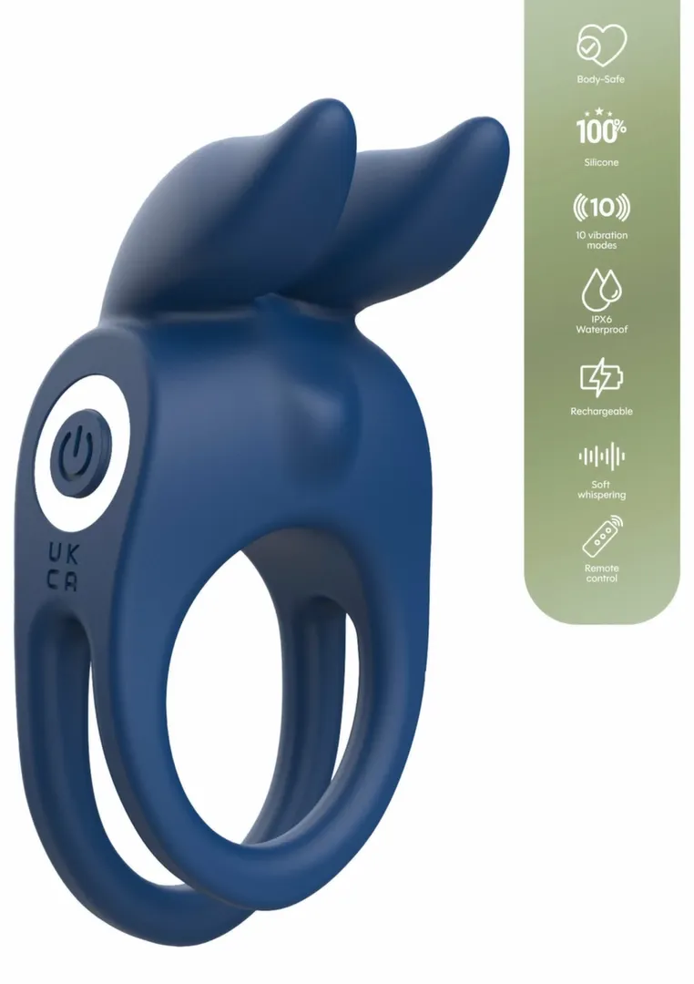 Vibrační erekční kroužek Playhouse Fierce Rabbit Ring s dálkovým ovládáním, černý - obrázek 4