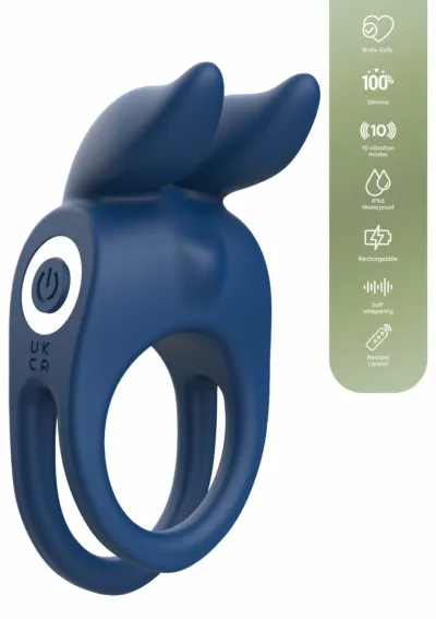 Vibrační erekční kroužek Playhouse Fierce Rabbit Ring s dálkovým ovládáním, černý - obrázek 4