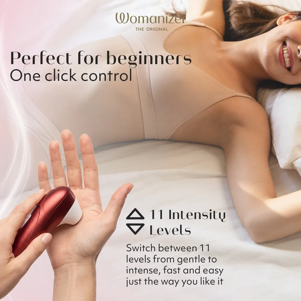 Tlakový stimulátor klitorisu Womanizer Pro Vibrant, vínový - obrázek 8