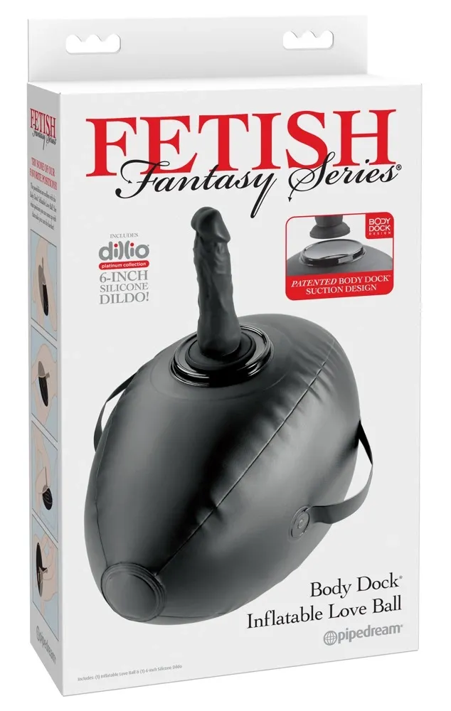 Nafukovací míč s dildem Fetish Fantasy Series Body Dock, 41,9 cm, černý