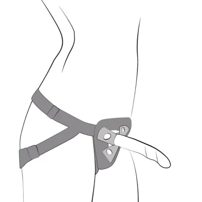 Strap-on ROMP Piccolo s postrojem a silikonovým dildem 14 cm, trojbarevný - obrázek 8
