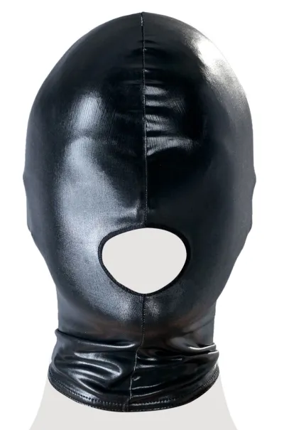 Lesklá maska na hlavu ZADO, wet look, černá, s otvorem pro ústa, S/M - obrázek 5
