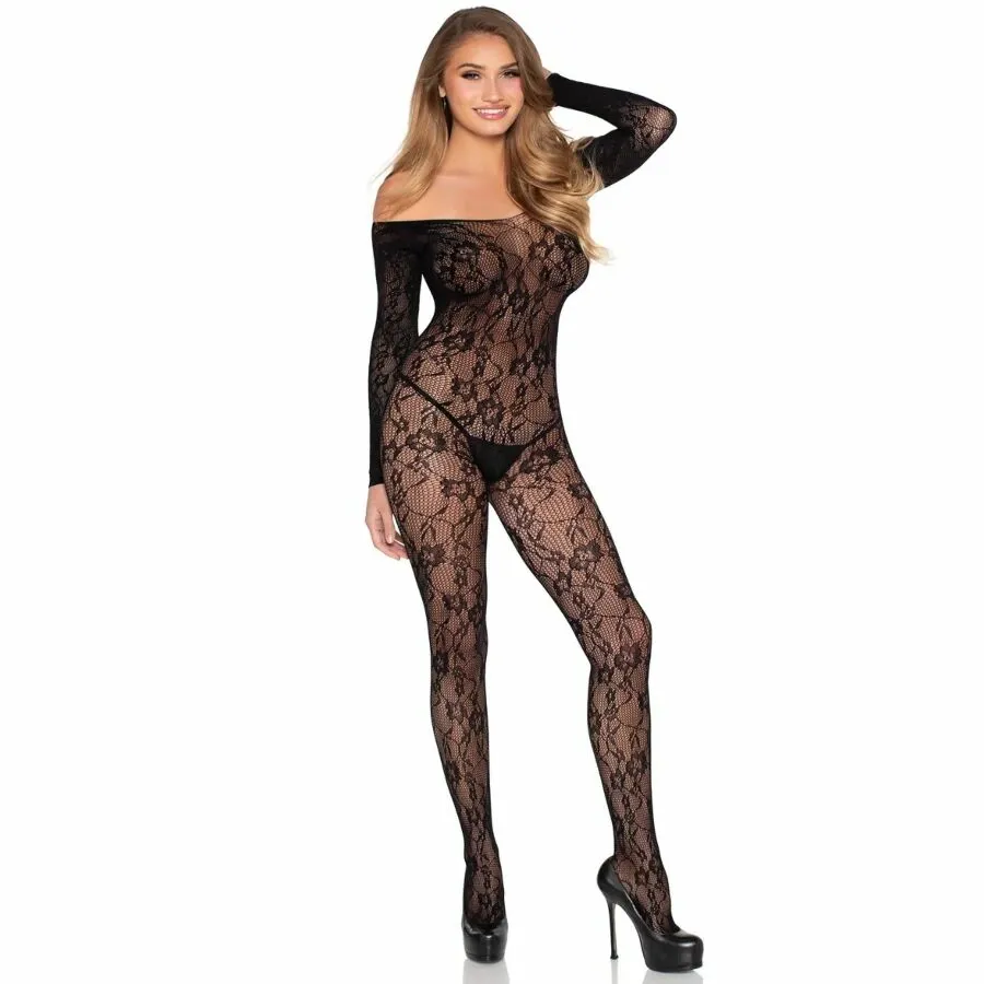 Krajkový bodystocking Leg Avenue 89366, černý, univerzální velikost - obrázek 2