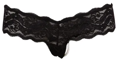Krajková tanga s perlami Cottelli Collection, černá, M - obrázek 7