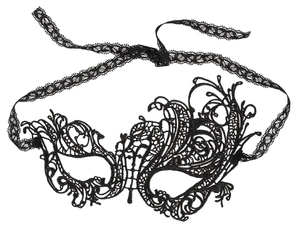 Vyšívaná krajková škraboška Cottelli Collection, černá - obrázek 6